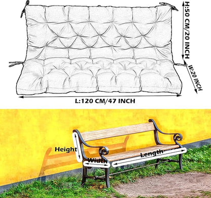 Replacement Cushions for Swing, Swing Cushions 3 Seater Replacement, Waterproof Thicken Washable Pad Cushion for Outdoor Indoor Furniture Swing Patio (Curry, 40x47 inch)