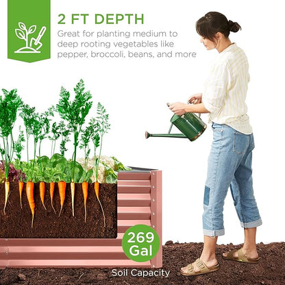 Best Choice Products 6x3x2ft Outdoor Metal Raised Garden Bed, Deep Root Box Planter for Vegetables, Flowers, Herbs, and Succulents w/ 269 Gallon Capacity - Terracotta