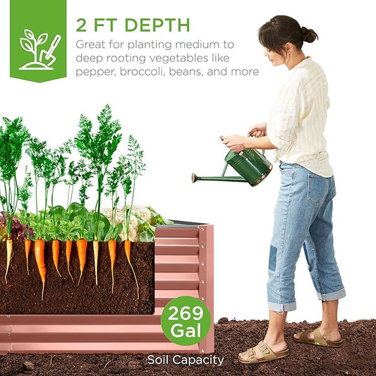 Best Choice Products 6x3x2ft Outdoor Metal Raised Garden Bed, Deep Root Box Planter for Vegetables, Flowers, Herbs, and Succulents w/ 269 Gallon Capacity - Terracotta