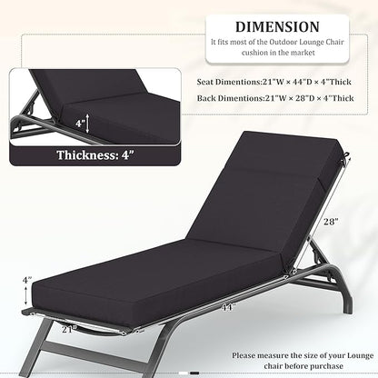 Chaise Lounge Cushions Outdoor, 72" L X 21" W X 4" D Lounge Chair Cushions for Outdoor Furniture, High-Density Foam Outdoor Chaise Cushion-Waterproof Fade-Resistant ThickPatio lounge chair cushion