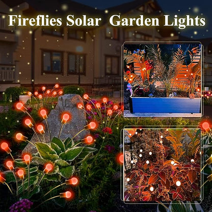 6-Pack Red Solar Outdoor Light for Garden Decorations, 48 LED Super Bright Solar Firefly Lights (Sway by Wind), New Upgraded Fairy Lights Outdoor Waterproof for Outside Pathway Patio Yard Porch(Red)