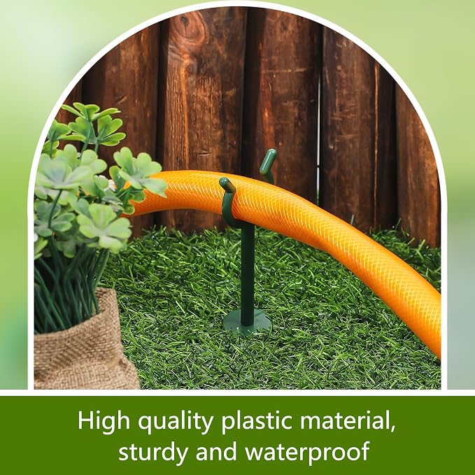 Taiyin 30 Pcs 3/4'' Garden Hose Holder Brackets Garden Guide Holder Decorative Outdoor Guide Stakes Support Spike Plant Tool to Keep Off Lawn for Yard (Green)