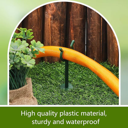 Taiyin 10 Pcs 3/4'' Garden Hose Holder Brackets Garden Guide Holder Decorative Outdoor Guide Stakes Support Spike Plant Tool to Keep Off Lawn for Yard (Green)