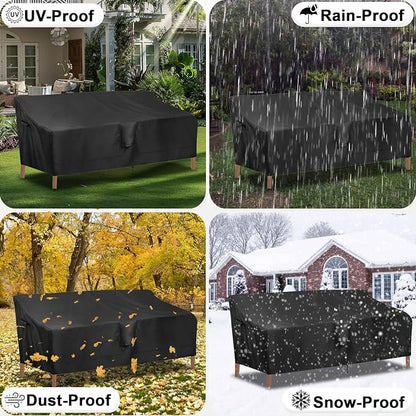 OutdoorLines Outdoor Waterproof Patio 4-Seater Couch Cover - UV Resistant Patio Sofa Furniture Covers Weatherproof Heavy Duty Glider Covers for Outdoor Furniture, 104Wx32.5Dx33H Inches, Black