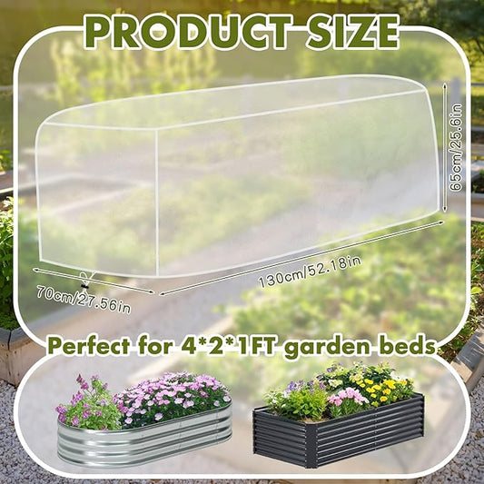 Woanger 3 Pack 25.6' Heightening Garden Netting for Raised Beds Plant Covers for Garden Protection Fine Mesh Bird Netting with Drawstring for Protection Vegetable Plants(51" X 28" X 26")