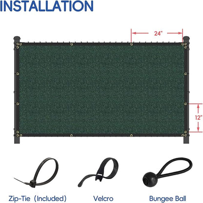 4' x 50' Green Privacy Fence Screen Net Fencing 90% Privacy Blockage Windscreen Mesh Shade Cover with Copper Grommet for Patio Backyard Garden Swimming Pool, Zip Ties Included
