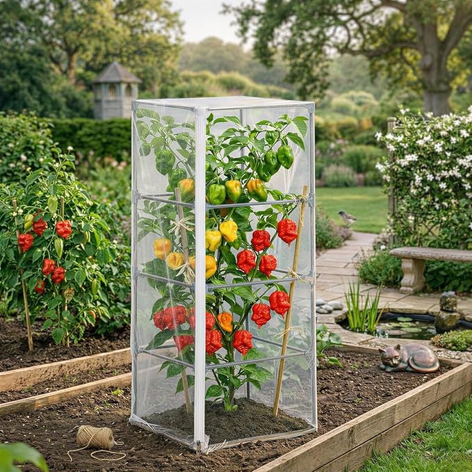 18" x 60" Garden Bird Netting, 3 Pack Tomato Cage Netting with Zipper, Fine Mesh Plant Protector for Tomato Trellis & Garden Protection
