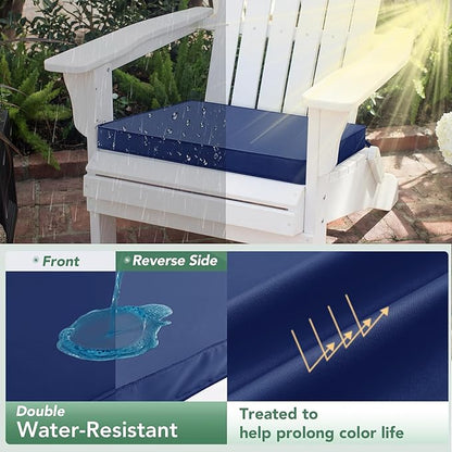 Summsun Outdoor Chair Cushions Set of 6: Waterproof & Fade Resistant Seat Cushion for Patio Furniture - 19 x 19 x 2 Inch Chair Pads with Ties and Hidden Zipper - Patio Chair Cushion Replacement, Navy