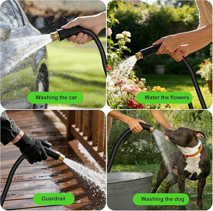 50FT Garden Hose, 2026 New Upgraded Fabric Thickened Non-Expanding Water Hose, Ultra Lightweight & Flexible, Burst-Resistant, Kink-Free Hose 700 PSI for Outside, RV, Yard, 3/4GHT, Black-Gray
