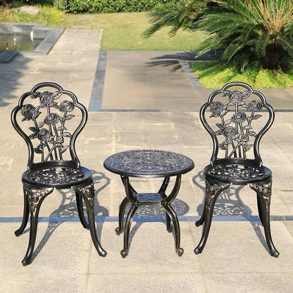 KAILI Outdoor Cast Aluminum Side Table Patio Side Table Backyard, Pool, Indoor, Easy Maintenance and Weather Resistant Coffee Table Porch Table Bistro Table (18.5round-Bronzed)
