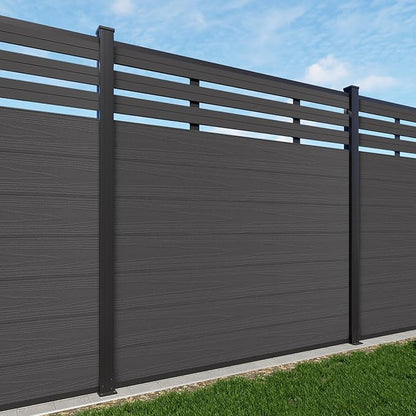 Mondaria Semi-Closed Privacy Fence Panels with 2 Posts for Outside, 6ft(W) x 6ft(H), Wind Resistant Wood Plastic Composite Fencing Panels for Patio, Backyard, Garden and Pool, Sliver Gray