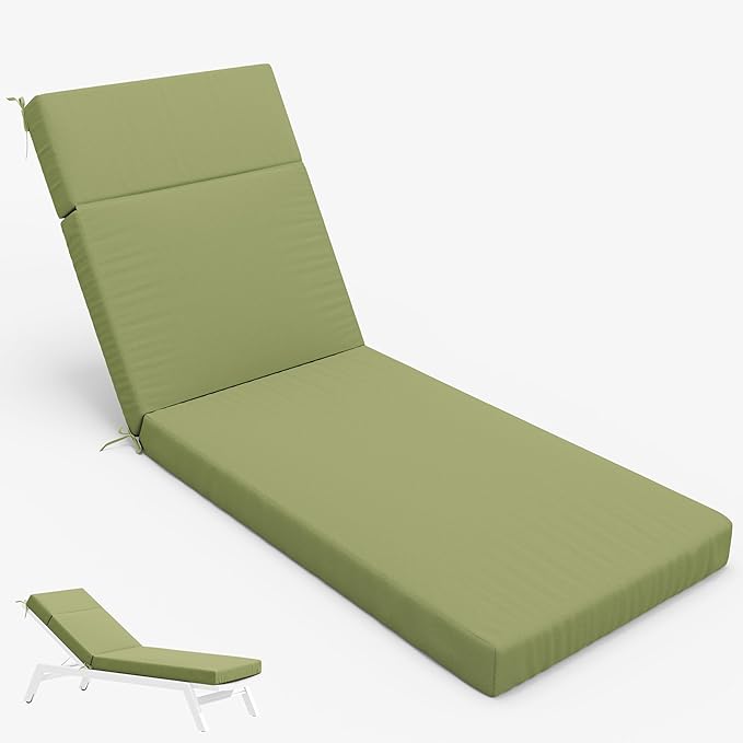 Chaise Lounge Cushion for Outdoor Furniture, Waterproof Fade and Tear Resistant Lounge Deck Chair Cushions for Patio Lawn Pool Resort Hotel