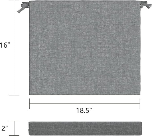 LVTXIII Outdoor Chair Cushions, Fade-Resistant Patio Furniture Cushions Outdoor Square Chair Pads with Ties for Dining Chairs and Garden Furniture Decoration, 18.5"x16"x2" Set of 4, Grey Textured
