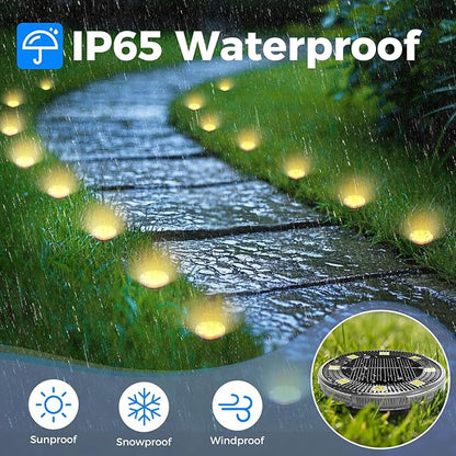 Peasur Mini Solar Ground Lights, 4 Pack Flat Solar Disc Lights Outdoor Waterproof, 2.3 Inch Small Solar Garden Lights Landscape Lighting for Outside Pathway Garden Yard Lawn Walkway,Warm White