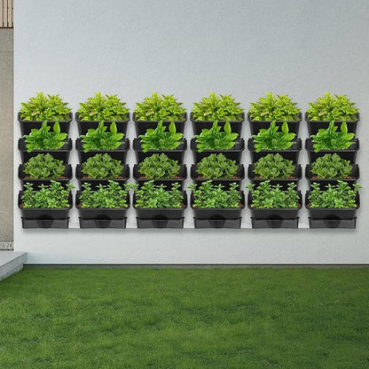 Large 24 Pot Wall Mounted Planter Box for Vertical Gardening, Self Watering Indoor Outdoor Planters with Automatic Drip System & Drainage Holes,for Herbs Flowers