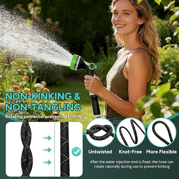 Garden Hose 15FT, Flexible Lightweight Non-Expandable Water Hose, No-Kink, Leak-Proof, Burst-Resistant, High-Pressure for Yard, Outdoor