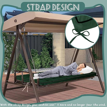 Replacement Cushions for Swing, Swing Cushions 3 Seater Replacement, Waterproof Thicken Washable Pad Cushion for Outdoor Indoor Furniture Swing Patio (Dark Green, 40x63 inch)