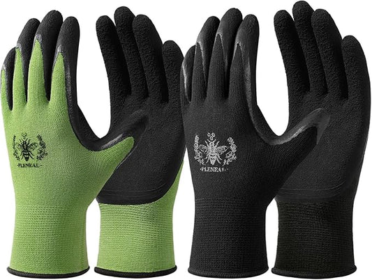 Pleneal Gardening Gloves for Women Men - 6/3 Pairs Garden Gloves with Grip, Latex Coated Working Glove, Medium Size