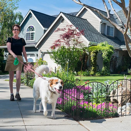 Decorative Garden Fence 17in (H) x20ft (L), Arched Rustproof Metal No Dig Fence for Dogs & Rabbit, Ornamental Animal Barrier for Flower Beds, Border Panels Fencing for Yard & Patio Outdoor Decor