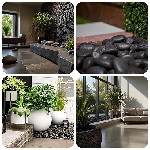 2-3 Inch Large River Rocks for Landscaping, 20lbs Big Black Pebbles, Hand-Picked Premium Stones for Garden, Fish Tank, Flower Pots, Pathways and Backyard