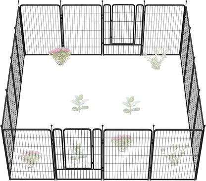 FXW Garden Fence Outdoor for the Yard – 45in(H) x 36.4ft(L) Heavy Duty Metal Animal Barrier for Dog, No Dig Decorative Dog Fence, 16 Panels, Black