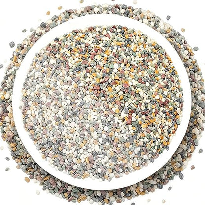 River Rocks,Landscaping Pebbles,Decorative Ornamental Pebbles,Garden Landscaping Stones,Gravel Filler for Home Decoration Flower Bed Fish Tank Plants Vases Succulents (Natural, 5 Pounds)