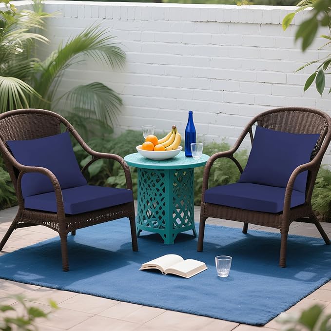 Outdoor Seat Cushion Set 19 x 19 In, Water-Resistant & Fade-Resistan, Patio Furniture Cushions with Removable Cover Deep Seat & Back Cushion with Handle and Adjustable Straps for Chair Sofa,4PC