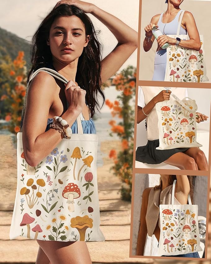 Miss Adola Aesthetic Canvas Tote Bag for Women - Sturdy Cloth Cotton Totes Bag with Pattern Shoulder Bag