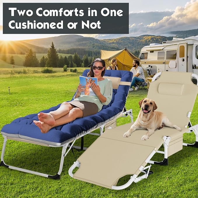MOPHOTO Tanning Chair, Outdoor Sunbathing Lounge Chair 5-Position, Folding Chaise Lounger, Sun Tanning Lounger with Face Hole, Perfect for Pool Beach Patio