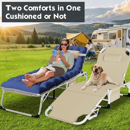 MOPHOTO Tanning Chair, Outdoor Sunbathing Lounge Chair 5-Position, Folding Chaise Lounger, Sun Tanning Lounger with Face Hole, Perfect for Pool Beach Patio