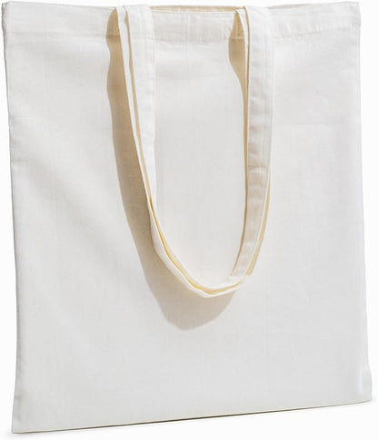 Carrywell (Not Made In China) Canvas Tote Bags 6-Pack, 15"x16", Bulk Organic Cotton Reusable Shopping Bag, Blank Cloth Totes With Handles