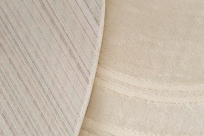 Revival Rugs Maru 5'x5' Machine Washable Area Rug for Dining Room Living Room Entryway Foyer- 100% Recycled Oeko-TEX Certified, Medium Pile, Beige