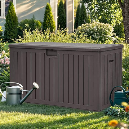 YITAHOME 220 Gallon Double-Wall Deck Box with Divider & Side Handles, Outdoor Large Storage for Patio Furniture Cushions, Garden Pool Accessories, Water Resistant & Lockable