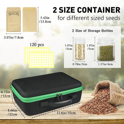104 Slots Seed Storage Organizer Box with 20 Envelopes, Garden Seed Containers 1 oz 5 oz with Labels, Seed Packet for Plant, Flower,Vegetable Seeds