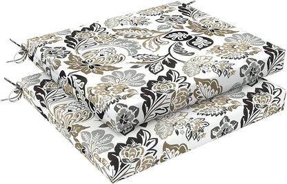 LVTXIII Outdoor Chair Cushions 18.5"x16"x2" Pack of 2, Water-Repellent Square Corner Memory Foam Seat Cushions with Ties for Garden Patio Furniture, Dailey Tan