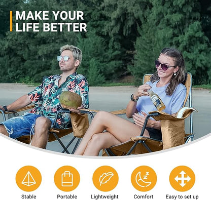 KingCamp Heavy Duty Oversized Comfy Folding Outdoor Portable Lawn Adults Bag Chair with Cooler for Outside Camp, Sports, Picnic, Stadium…