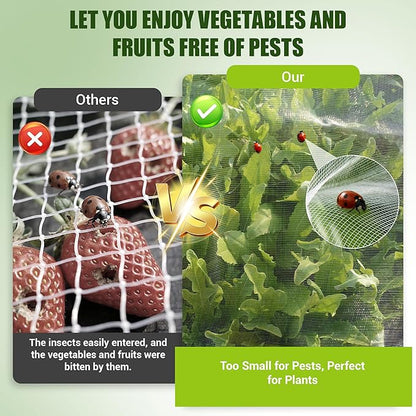 Garden Netting, Fine Mesh Insect Netting, 10x33FT, Plant Cover Raised Bed, Row Cover Makes Plants, Vegetables, Fruits, and Flowers Grow Better