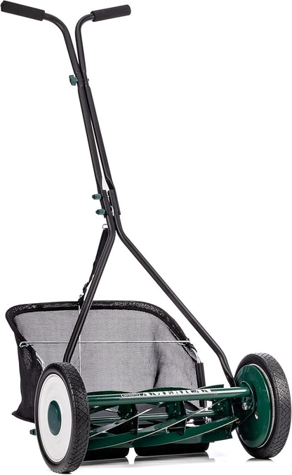 American Lawn Mower Company 1725-16GC 16-inch 7-Blade Reel Mower with Grass Catcher, Specialty Grass Mower, Green