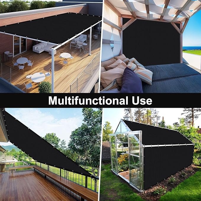 Artpuch 90% Sun Shade Cloth, 10 x 20 FT Pergola Shade Cover Canopy with Grommets, Sun Screen Fabric Tarp for Patio, Outdoor, Garden, Backyard, Black