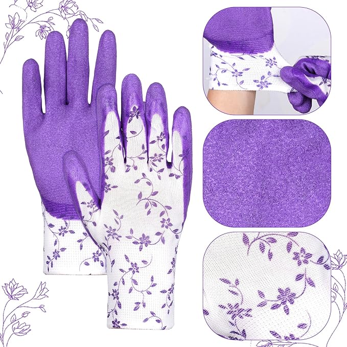 Gardening Gloves for Women Thorn Proof, Ladies Garden Gloves, Breathable Rubber Coated Yard Work Gloves