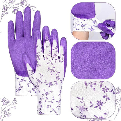 Gardening Gloves for Women Thorn Proof, Ladies Garden Gloves, Breathable Rubber Coated Yard Work Gloves