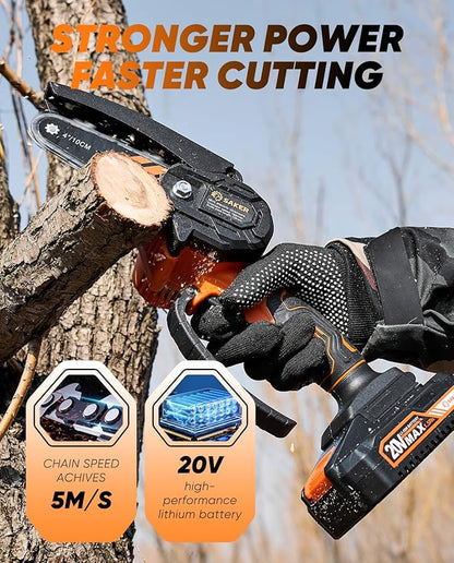 Saker Mini Chainsaw,2026 New Upgrade Portable Electric Chainsaws Cordless,Small Handheld Chain Saw Pruning Shears Chain Saws for Tree Branches,Courtyard and Garden