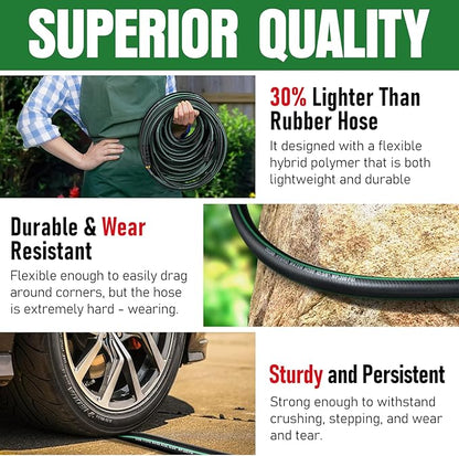 Heavy Duty Garden Hose 70ft, NON-EXPANDABLE Flexible Water Hose, Kink Resistant Lightweight Hybrid Hose, Leakproof Hose Male to Female Fittings