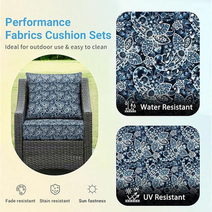 Outdoor Cushions for Patio Furniture,Outdoor Seat Cushion Set 24 x 24 x 4 Inch,Waterproof & Fade Resistant Outdoor Chair Cushions, Patio Chair Cushion, Green Paisley