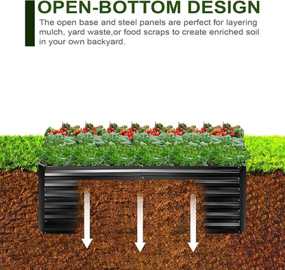 Metal Raised Bed Garden Bed Kit, 6x3x2ft Tall Galvanized Planter Raised Garden Boxes Outdoor, Large Metal Raised Garden Beds for Flowers, Vegetables, Herbs