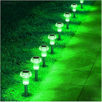 Priddop Solar Lights Outdoor Pathway Waterproof 8 Pack Green Stake LED Green Stake Acrylic Mushroom Decorative Garden Lights for Yard Landscape Patio Outside Decor