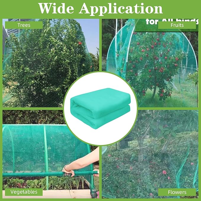 10 x 100FT Garden Mesh Netting, Ultra Fine Mesh Protection Netting Plant Covers Greenhouse Row Cover Raised Bed Screen Barrier Net for Vegetable Fruits Flowers Trees Crops, Green