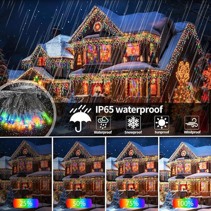 Solar Icicle Lights for Outside 66+16Ft 660LED Christmas Lights Outdoor Decorations Dual Color Changing Connectable Rechargeable Dimmable Remote Twinkle Fairy String Lights for Xmas Eaves House Roof