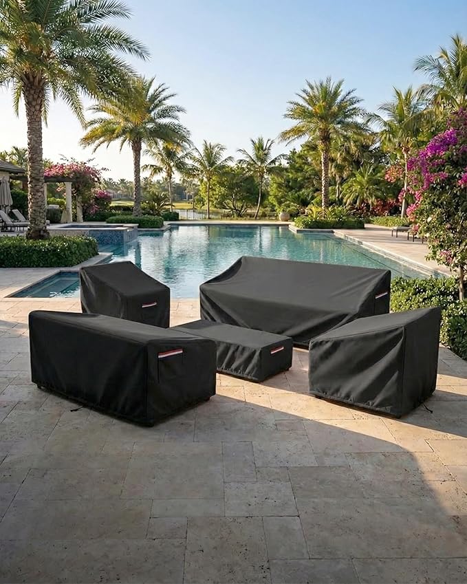 Waterproof Patio Chair Covers, 28W x 33D x 36H inches Heavy Duty Outdoor Furniture Protection Cover Weather Resistant 600D Oxford 2-Pack, Black