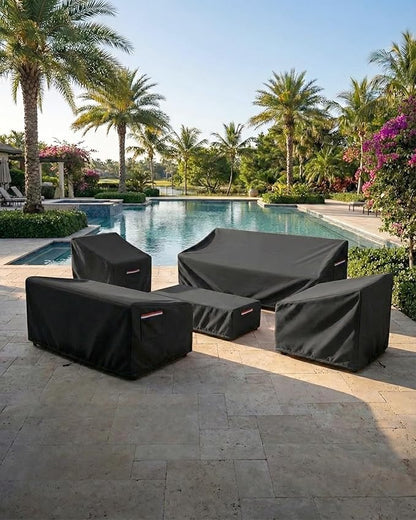 Waterproof Patio Chair Covers, 33W x 35D x 36H inches Heavy Duty Outdoor Furniture Protection Cover Weather Resistant 600D Oxford 2-Pack, Black